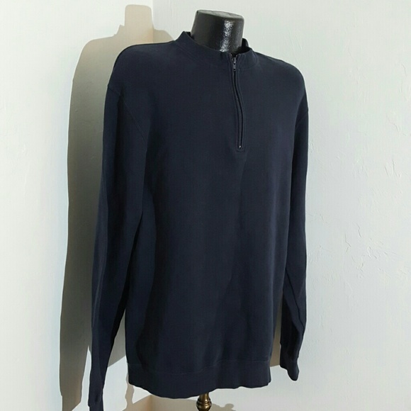 Orvis sweater 3/4 zipper cotton blue size L - Picture 3 of 5